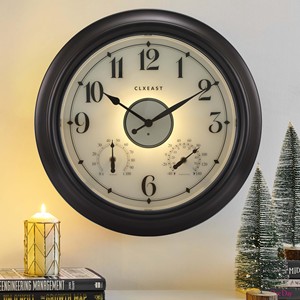 Mango Wood Rustic Farmhouse Wall <b>Clock</b> with Wrought Iron <b>Hands</b> Wholesale - Product Image 2