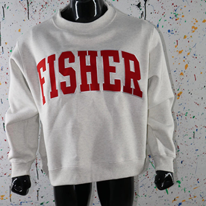 Sweat-shirt à col montant gris cendré FISHER, 100% coton, broderie appliquée rouge, col large, URBAN PRODUCTIONS - Product Image 1