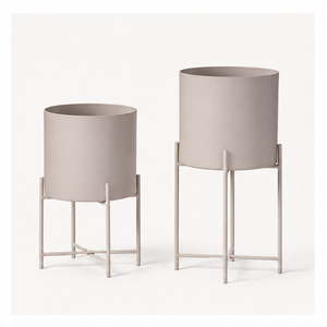 Juego de 2 Macetas Metálicas con Soporte Alto, Estilo Vintage, Decorativas para Interiores, para Sala de Estar, Hotel y Oficina - Product Image 2