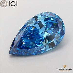 Diamante Cultivado en Laboratorio CVD con Certificado IGI, Forma de Pera, Color Azul Intenso, Claridad VVS2, 5.00 Quilates para Anillo de Compromiso - Product Image 1