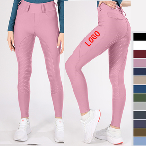 Pantalons d'équitation pour femmes, taille haute, couleur unie, coupe slim, avec empiècements perforés pour l'équitation - Product Image 3