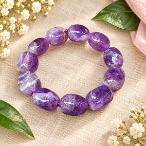 Pulsera Elástica de Amatista Púrpura Natural SoulWise, Brazalete de Gemas Duradero para Uso Diario - Product Image 6