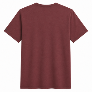 Camiseta de Algodón Personalizada Color Granate con Cuello en V y Detalle de Costura en Contraste, Manga Corta, Lisa, Ropa de Verano para Hombre, Venta al Por Mayor - Product Image 2