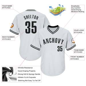 Maillot de baseball personnalisé Elite à manches courtes, col en V, bordure contrastante, numéro de joueur personnalisé, fournisseur de vêtements de sport pour clubs - Product Image 5