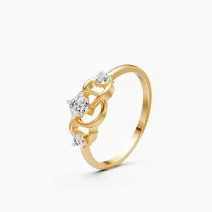 แหวนเพชรเม็ดเดี่ยว 0.26 กะรัต แบบสามเม็ดสลับกัน ผลิตในห้องปฏิบัติการ ตัวเรือนทอง 9K สีเหลือง ขาว และโรสโกลด์ - Product Image 3