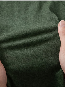 Men's Short Sleeve Henley T-Shirt Solid Color Knitted Cotton Casual Regular Fit Breathable V-neck Maroon Jersey Button-Up - Product Image 5