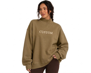 Sudadera Oversize de Cuello Alto para Mujer, Silueta Relajada Premium, Ropa Casual Urbana, Venta al por Mayor Directa de Fábrica - Product Image 1