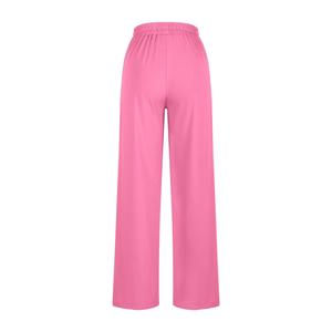 Pantalones de Punto de Cintura Alta y Pierna Ancha para Mujer, con Cordón Ajustable, Cintura Elástica, Corte Holgado Informal, Largos, de Color Sólido, para Primavera - Product Image 2
