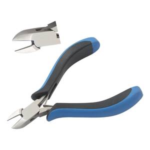 Cortador Lateral de Acero Inoxidable de 120 mm con Mordazas Lisas y Resorte, Mango Ergonómico Negro/Azul para Joyería, Engaste, Pesca, OEM, Circlip - Product Image 1