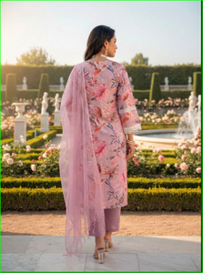 Conjunto de Traje Estampado Schiffli de Algodón Lila - Product Image 5