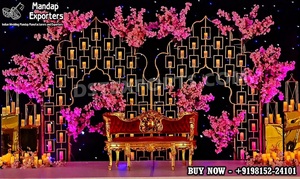 ฉากหลังตกแต่งงานแต่งงานบนเวทีด้วยเทียนแก้วสวยหรู พร้อมแสงไฟอบอุ่นสำหรับจัดพิธีในออสเตรเลีย - Product Image 4
