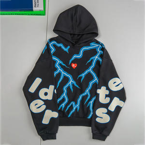 Sudadera con capucha y cremallera de diseño personalizado para hombre, de algodón polar, estilo oversize, transpirable y antiarrugas, ideal para invierno. - Product Image 3