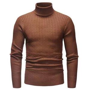 Wholesale Trendy Warm Crochet Men Cotton Soft Pullover High Neck Sweater Winter Long Sleeve Knit Men's Turtleneck Knitwear - Product Image 3