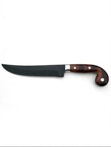 Couteau à découper artisanal en acier à haute teneur en carbone, revêtement noir, manche en bois de rose, embout en laiton - Product Image 3