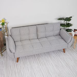 Divano Letto Convertibile Grigio Chiaro con Braccioli Arrotolabili Estensibili/Pieghevoli per Soggiorno con Funzione di Stoccaggio e Reclinazione - Product Image 5