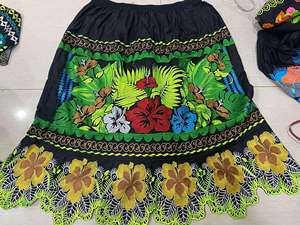 Jupe pour adulte personnalisée 100% coton, motif floral estival, broderie 3D écologique, style preppy, coupe droite, longueur genou, taille naturelle, 220g - Product Image 2