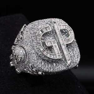 Anillo Personalizado Champion Iced con Nombre, Chapado en Rodio, Moissanita, Estilo Hip Hop, Joyas Luxira, Anillo Fino para Hombre - Product Image 1