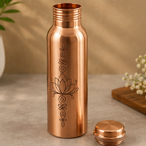 ชุดขวดทองแดงลายดอกไม้พิมพ์ลายสวยงาม พร้อมแก้วน้ำแบบพกพา ดีไซน์ดั้งเดิม - Product Image 3