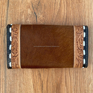 Nouveau Design embrayage pour femmes usiné à la main sculpture portefeuille embrayage Western élégant Offre Spéciale peau de vache fourrure portefeuille Multi utilisations - Product Image 3