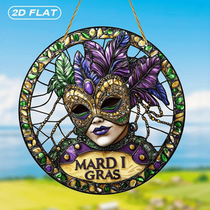 CIFbuy Maschera di Mardi Gras Acrylic Suncatcher Effetto Vetro Decorazione Finestra Giardino Festa Cristallo TikTok per Temu - Product Image 3