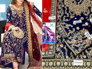 2021 vente chaude lourd brodé blanc formel en mousseline de soie robe de mariée Viscose soie rayonne Salwar Kameez - Product Image 2