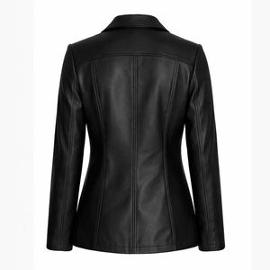 Blouson matelassé pour femme en cuir de mouton, style bulle, vêtement d'extérieur d'hiver, fermeture éclair, finition délavée, imperméable, réversible, décontracté, style urbain - Product Image 4