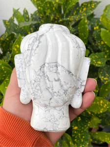 Cabeza de Buda Tallada a Mano en Howlite Natural, Escultura de Cristal para Decoración del Hogar, Estatua de Meditación, Proveedor Mayorista OEM ODM - Product Image 5
