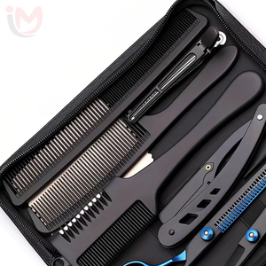 Juego de Herramientas de Peluquería Profesionales de Acero Inoxidable de Alta Calidad con Tijeras, Peines y Cortapelos para Uso en Salón, Estuche Negro - Product Image 2