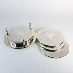 Handmade Metal Coaster Set with Textured Finish for Beverage Cup <b>Protection</b> and Dining <b>Table</b> Decor - Product Image 4