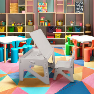 <b>Adjustable</b> Wooden Kids Activity <b>Table</b> with Chair Set Scandinavian Design for Children's Playroom and Reading Corner - Product Image 4