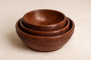 Ensemble de bols en bois de Sheesham faits à la main |   Bols indiens sculptés à la main pour les collations de fête et la décoration de la maison |   Écologique - Product Image 6