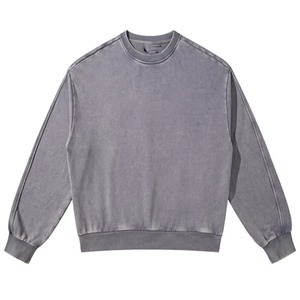Sudadera de Felpa con Cuello Redondo para Hombre, Talla Grande, Poliéster/Algodón, 280g, Negro/Gris, Logotipo Bordado de Lujo, OEM, Venta al Por Mayor - Product Image 1