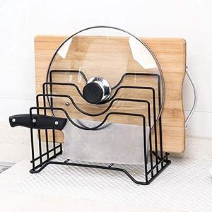 Étagère de rangement multi-niveaux pour cuisine, support pour casseroles, couvercles et ustensiles de cuisine, en métal, pour planches à découper - Product Image 4