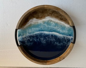 Bandeja redonda de resina de madera de mango - Product Image 3