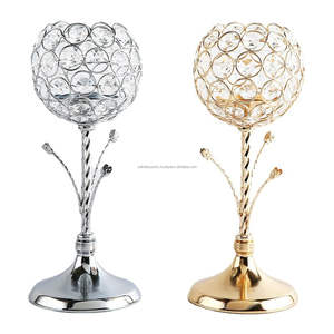 Supports de bougies en métal argenté pour décoration de table de mariage et de fête, bougeoirs en cristal, approvisionnement direct usine - Product Image 6
