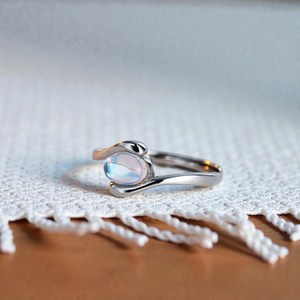 925 Sterling Silver Blue Moonstone Spiral <b>Ring</b> <b>Adjustable</b> Open Band Celestial Stackable Mystical Women Gift Jewelry - Product Image 6