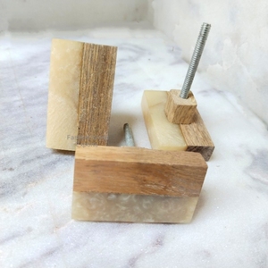 Tiradores planos de madera de palma para armario, tiradores de cajón de armario con marco de latón, herrajes, tiradores y perillas para muebles de cocina - Product Image 6