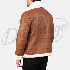 Veste en cuir d'agneau véritable pour homme de qualité supérieure, doublée de fourrure, style motard, veste d'aviateur, vêtement d'extérieur décontracté pour l'hiver - Product Image 2