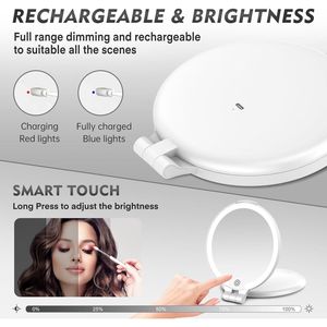 Specchio per il Trucco Portatile Ricaricabile 1X/10X con Luce, Interruttore Touch e Luminosità Regolabile, Specchio da Viaggio per Uso in Movimento - Product Image 4