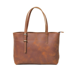 Handmade High Quality Women's Waterproof Zipper & Open Closure Genuine Leather Shoulder Tote Bag Handbag - Product Image 6