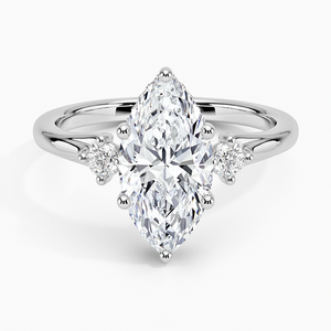 Bague BOJ 078 en argent 925, taille marquise, avec halo de pierres et griffes, solitaire en moissanite 2 carats couleur D VVS1 certifiée GRA, prix bas - Product Image 1