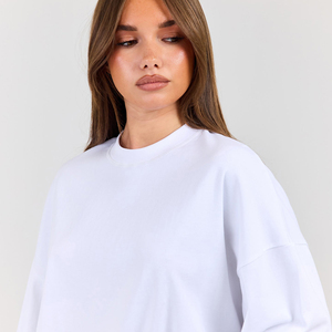 Sudadera de Mujer Personalizada al por Mayor, de Alta Calidad, Popular, Informal, Holgada, con Cuello Redondo, de Color Sólido y Manga Larga - Product Image 4