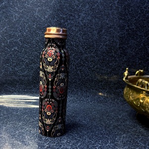 Bohemian Pattern <b>Metal</b> <b>Water</b> <b>Bottle</b> with Lid Portable Travel Flask - Product Image 1