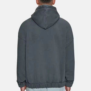 Cheap Price Embroidered Winter <b>Full</b> <b>Zip</b> Hoodies Hip Hop Black Custom Zipper Drop Shoulder Men's 100% Cotton <b>Sweatshirt</b> - Product Image 6