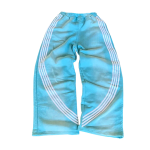 Pantalones Deportivos Personalizados para Hombre, de Cintura Alta, Estilo Baggy, con Franja Lateral Curva Bordada, Lavado Ácido con Efecto Desgastado, Pierna Ancha, Casuales - Product Image 5