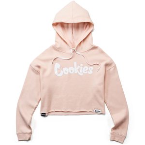 <b>Cookies</b> Women's Pink Cropped Hoodie Embroidered Letter Logo Fleece Sweatshirt Autumn Streetwear - Product Image 4