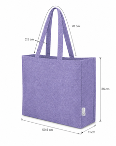 Recycled Cotton Tote Bag 220 GSM Purple 50.5x36x11 cm Gusset Shopping Bag Self Handles Custom Logo Wholesale OEM ODM Promotional - Product Image 4