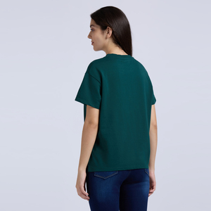 T-shirt pour femme à col rond en coton, coupe classique, manches courtes, décontracté, pour usage quotidien, fabrication pour l'exportation. - Product Image 3