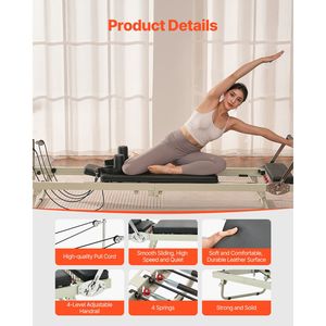 Reformer Pilates Pieghevole a Doppia Resistenza con Corda a Molla per Allenamento Domestico e in Studio - Product Image 4