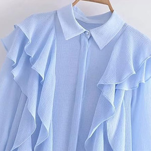 Camisa de Vestir Formal de Algodón para Mujer, de Lujo, Manga Larga, con Cuello Abotonado - Product Image 5